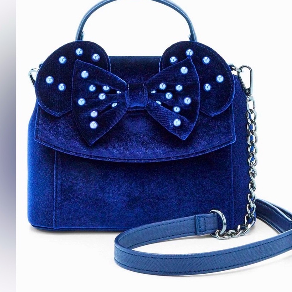 Disney Loungefly Navy Blue Velvet Bow Bag